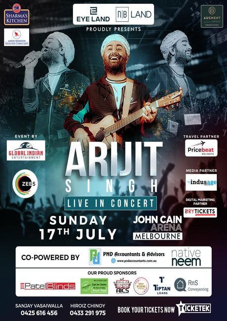 Arijit Singh Live Melbourne 2022 Sun 17 Th Jul 730 Pm